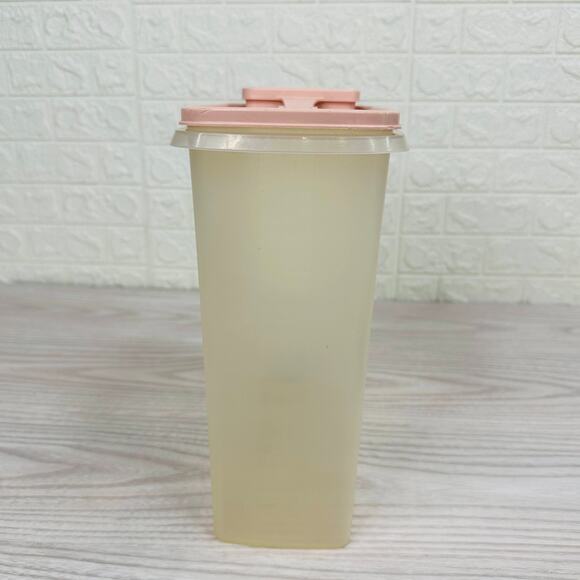 Tupperware Vtg Store N Pour Super Cereal Keeper Pink White Large Flip Top Lid - Picture 4 of 7